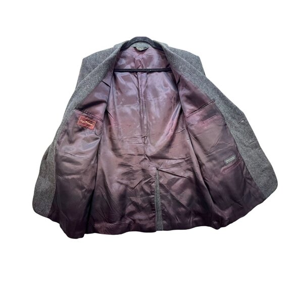 Sergio Valente Mens Herringbone Wool Blazer Jacket Size 46 Gray Made In Turkey - Picture 7 of 15